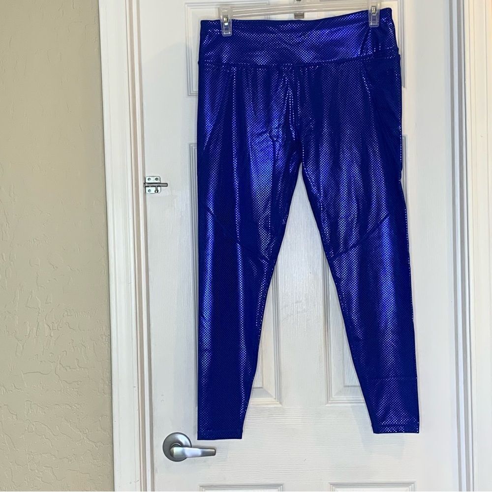 Sweaty Betty Power 7/8 Workout Leggings Blue Gradient Dot Foil Print Size 14